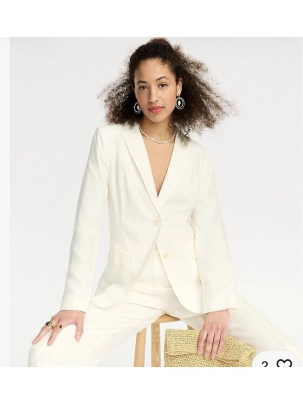 J Crew Womens Parke Blazer Cupro Ivory Crepe Size 8 Relaxed Long  Lightweight